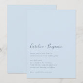 Minimalist Script Modern Simple Soft Blue Wedding Kaart (Voorkant / Achterkant)