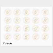 Minimalist Script Monogram Wedding White Ronde Sticker (Vel)