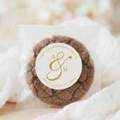 Minimalist Script Monogram Wedding White Ronde Sticker