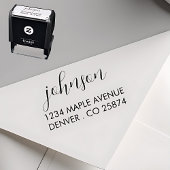 "Minimalist Script Name and Address Self-inking St Zelfinktende Stempel