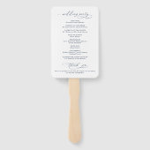Minimalist Script Navy Blue Wedding Program Handwaaier (Achterkant)