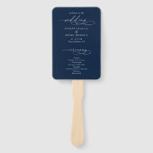 Minimalist Script Navy Blue Wedding Program Handwaaier (Voorkant)