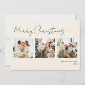 Minimalist Script Photo Collage Elegant Christmas Feestdagenkaart (Voorkant)