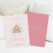 Minimalist Script Pink House Christmas Flat  Feestdagenkaart