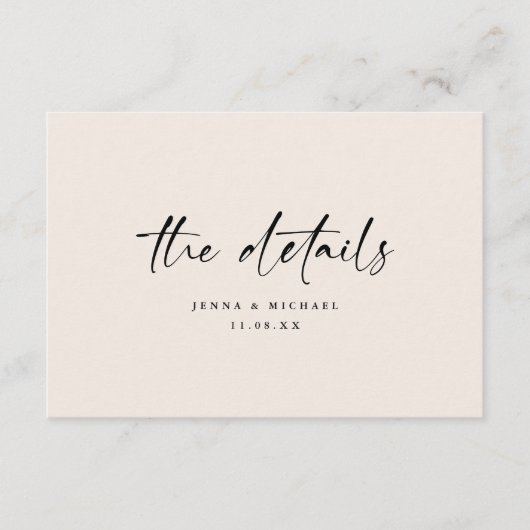 Minimalist Script QR Code Wedding Details Informatiekaartje (Voorkant)