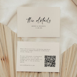 Minimalist Script QR Code Wedding Details Informatiekaartje