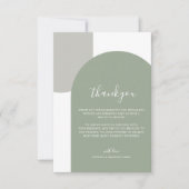 Minimalist Script Retro Boho Green Arch Wedding Bedankkaart (Voorkant)