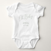 Minimalist Script Sage Green Oh Baby gift Romper (Voorkant)
