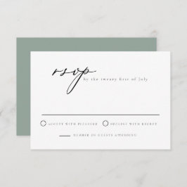 Minimalist Script Sage Green RSVP Card Kaart