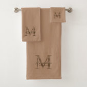 Minimalist Script Taupe Metallic Gold Monogram Bad Handdoek (Insitu)