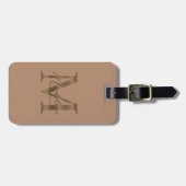 Minimalist Script Taupe Metallic Gold Monogram Bagagelabel (Voorkant horizontaal)