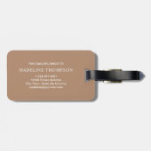 Minimalist Script Taupe Metallic Gold Monogram Bagagelabel (Achterkant horizontaal)