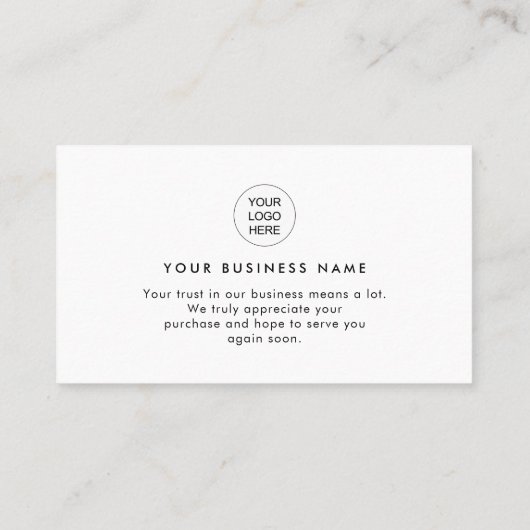 Minimalist Script Thank You Business insert Cards Visitekaartje (Achterkant)
