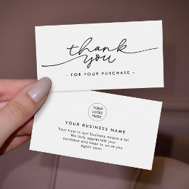 Minimalist Script Thank You Business insert Cards Visitekaartje