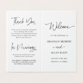 Minimalist Script Wedding Ceremony Program Kaart (Buitenkant ongevouwen)