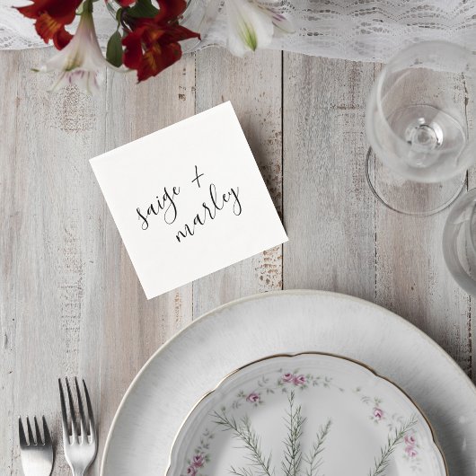 Minimalist Script Wedding Cocktail Napkin Servet