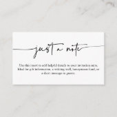 Minimalist Script Wedding Details Just a Note Informatiekaartje (Voorkant)