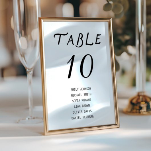 Minimalist Script Wedding Table Number Kaart