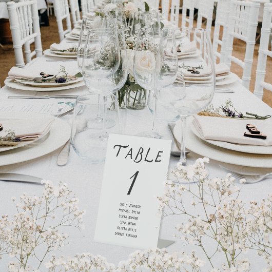 Minimalist Script Wedding Table Number Reclamebord Met Voetstuk