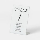 Minimalist Script Wedding Table Number Reclamebord Met Voetstuk (Voorkant)