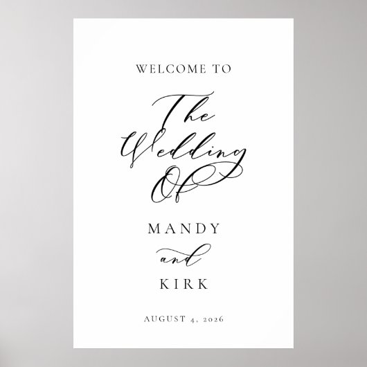 Minimalist Script Wedding Welcome Sign Banner Poster (Voorkant)
