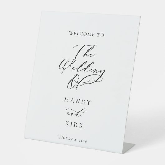 Minimalist Script Wedding Welcome Sign Banner Reclamebord Met Voetstuk (Voorkant)