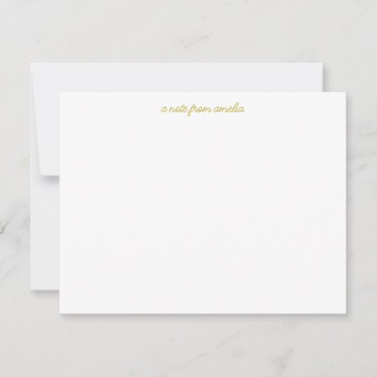 Minimalist Script Yellow Stripe Personalized Name Notitiekaartje (Voorkant)