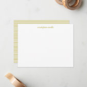 Minimalist Script Yellow Stripe Personalized Name Notitiekaartje (Voorkant / Achterkant in situ)
