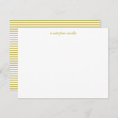 Minimalist Script Yellow Stripe Personalized Name Notitiekaartje (Voorkant / Achterkant)