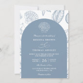 Minimalist Sea Shells Beach Budget QR Code Wedding Kaart (Voorkant)