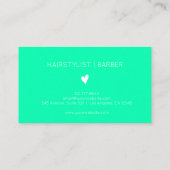 Minimalist Seafoam Green White Heart Barber Name Visitekaartje (Achterkant)