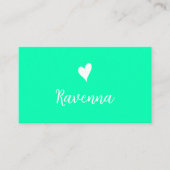 Minimalist Seafoam Green White Heart Barber Name Visitekaartje (Voorkant)