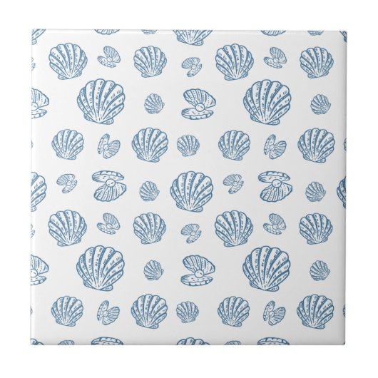 Minimalist Seashell Pearl Nautical Pattern Tegeltje (Voorkant)