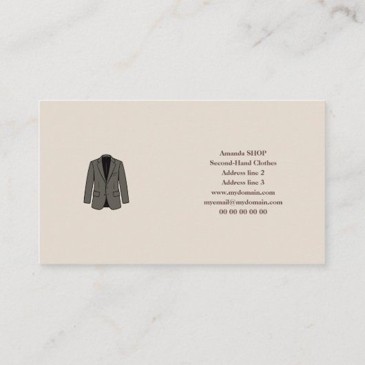 Minimalist Second-Hand Clothes Shop  Visitekaartje (Achterkant)