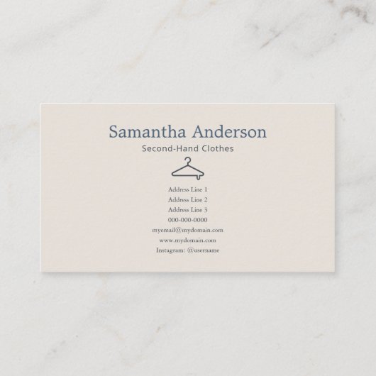 Minimalist Second-Hand Clothes Visitekaartje (Achterkant)