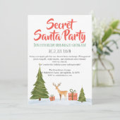 Minimalist Secret Santa Holiday Party Invitation Kaart (Staand voorkant)