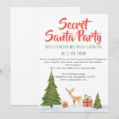 Minimalist Secret Santa Holiday Party Invitation Kaart (Voorkant / Achterkant)