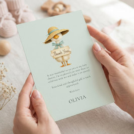 Minimalist Silly Goose Thank You Sage Baby Shower Kaart
