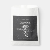 Minimalist Silver Bow Winter Snow Baby Shower Bedankzakje (Voorkant)