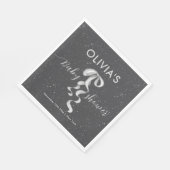 Minimalist Silver Bow Winter Snow Baby Shower  Servet (Hoek)