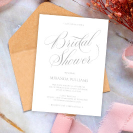Minimalist Silver Handwritten Script Bridal Shower Kaart