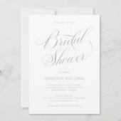 Minimalist Silver Handwritten Script Bridal Shower Kaart (Voorkant)