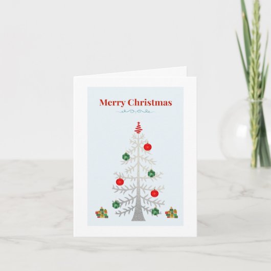 Minimalist Silver Tree Holiday Card Kaart (Voorkant)