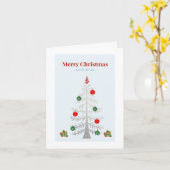 Minimalist Silver Tree Holiday Card Kaart (Gele Bloem)