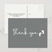 Minimalist simple Baby shower thank you Mod Grey Briefkaart (Voorkant / Achterkant)