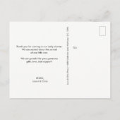 Minimalist simple Baby shower thank you Mod Grey Briefkaart (Achterkant)