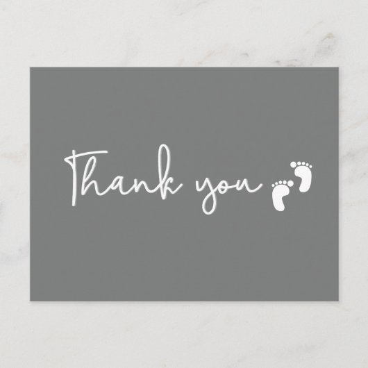 Minimalist simple Baby shower thank you Mod Grey Briefkaart (Voorkant)