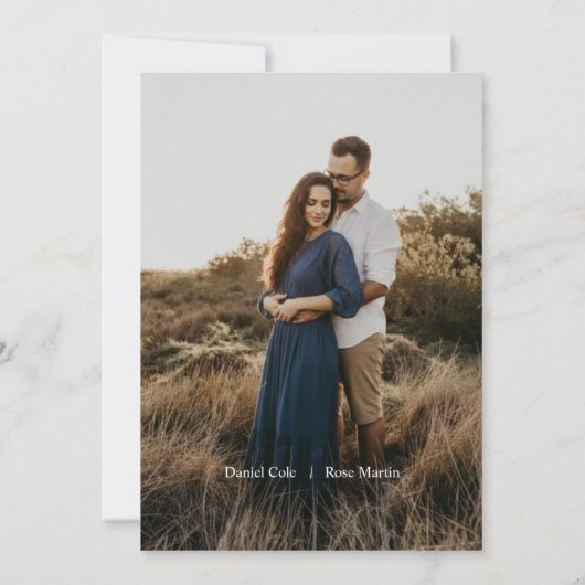 Minimalist Simple Beige Wedding Kaart (Achterkant)