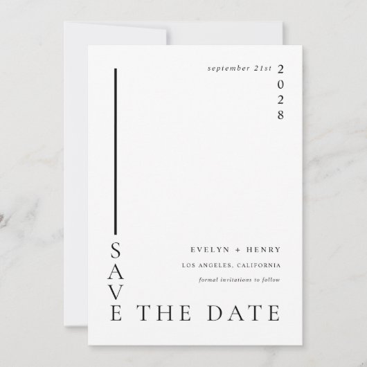 Minimalist Simple Black Line Modern Wedding Save The Date (Voorkant)