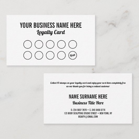 Minimalist simple cool modern loyalty visitekaartje (Voorkant / Achterkant)